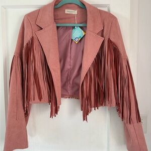 Women's Pink Fringe Jacket cropped